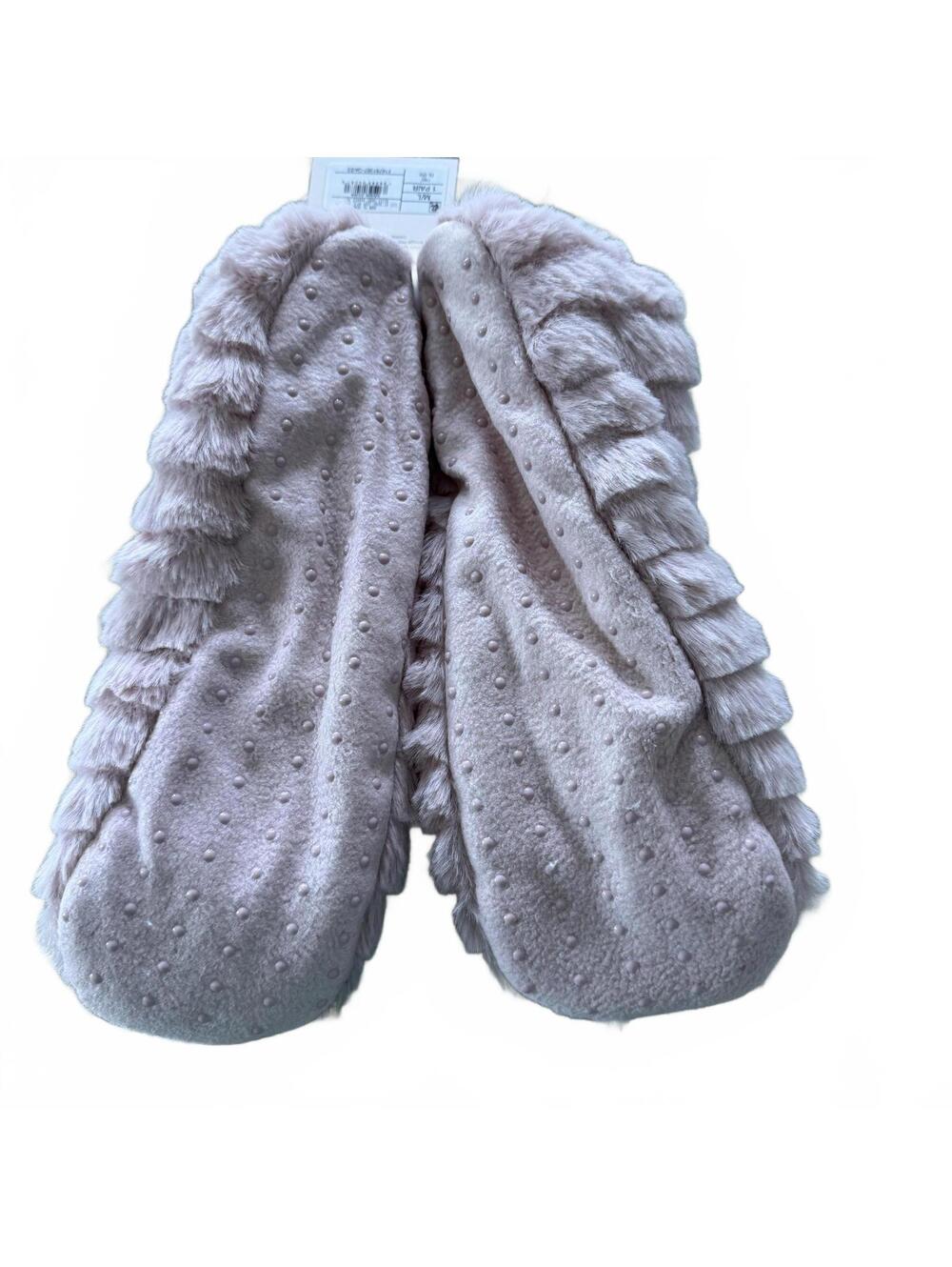 PINK Faux Fur Slipper Socks with grippy bottoms NWT Womens SZ M/L Cottage Core - Picture 4 of 5
